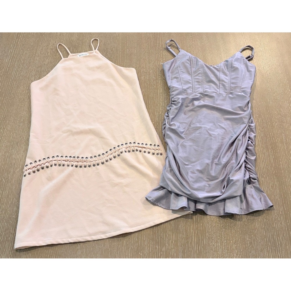 Women's Dress Lot Sugar + Lips Blush Halter & Xtraordinary Ruched Dress M